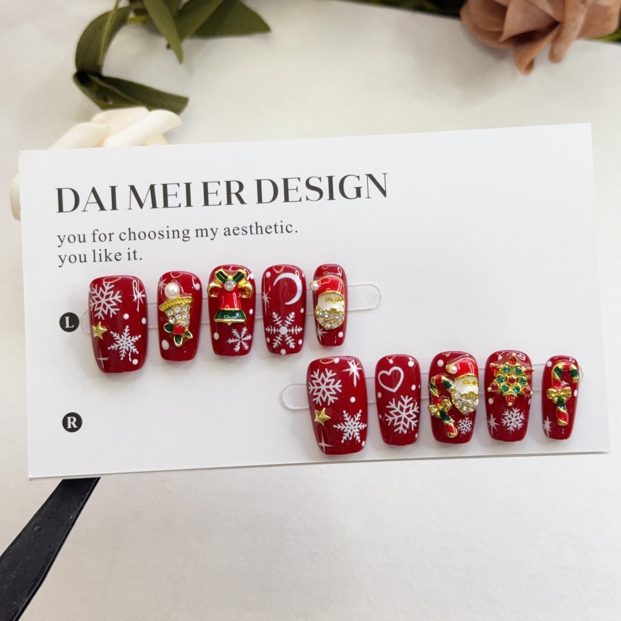 New Red Christmas Press-on Nails