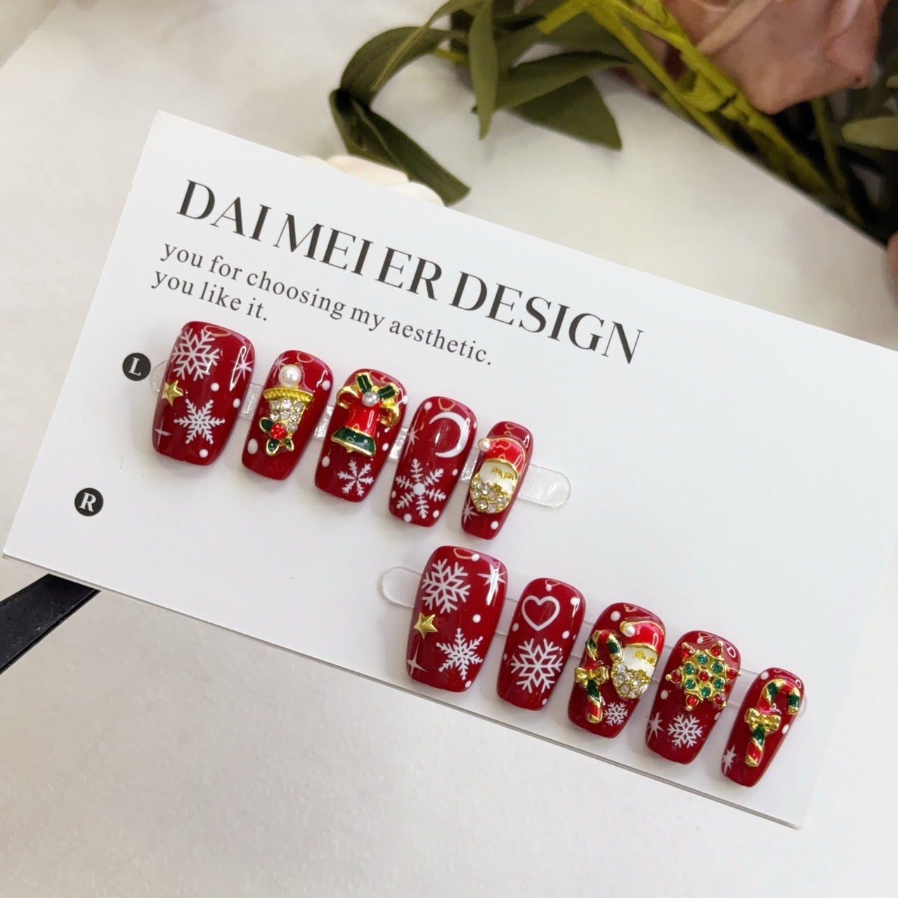 New Red Christmas Press-on Nails