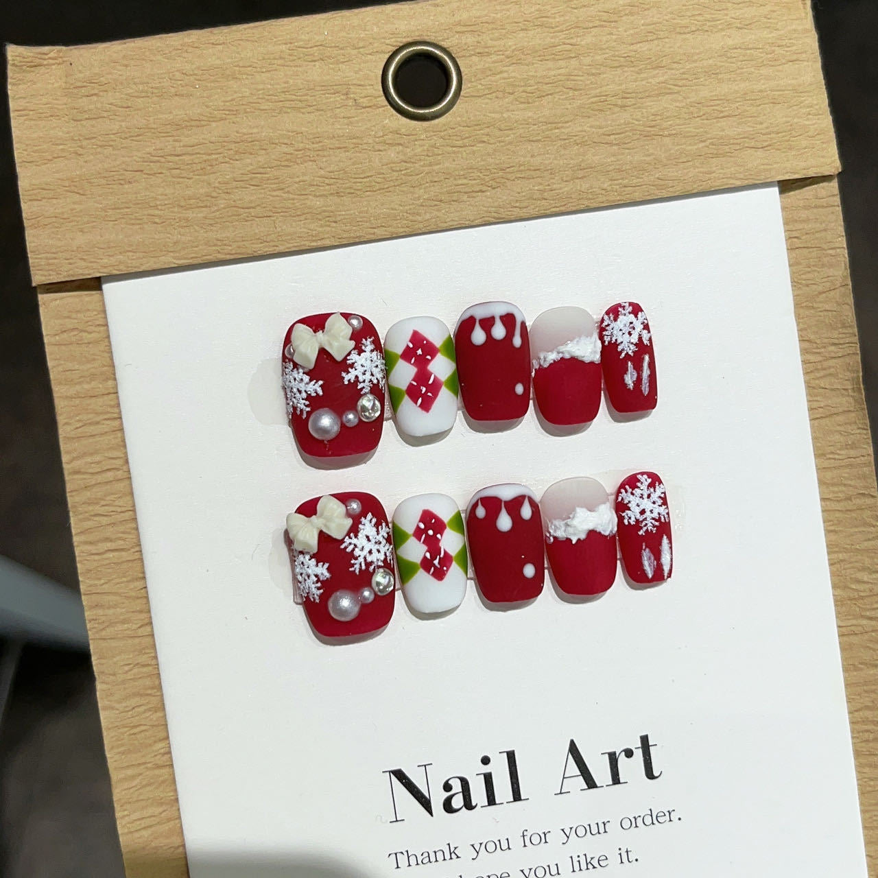 New Red Christmas Press-on Nails