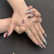 Pink Spider Pess-on Nail