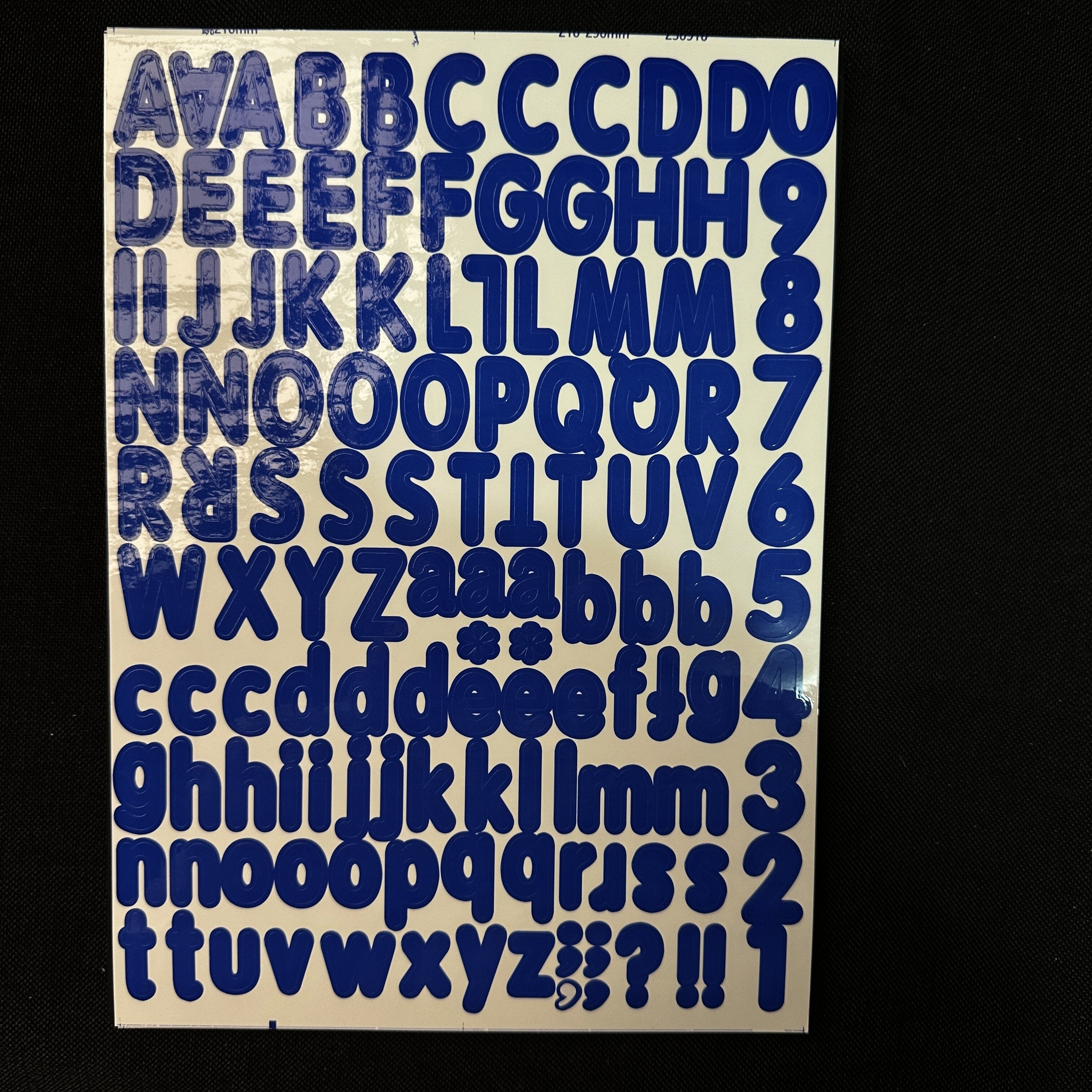 Exquisite alphanumeric stickers