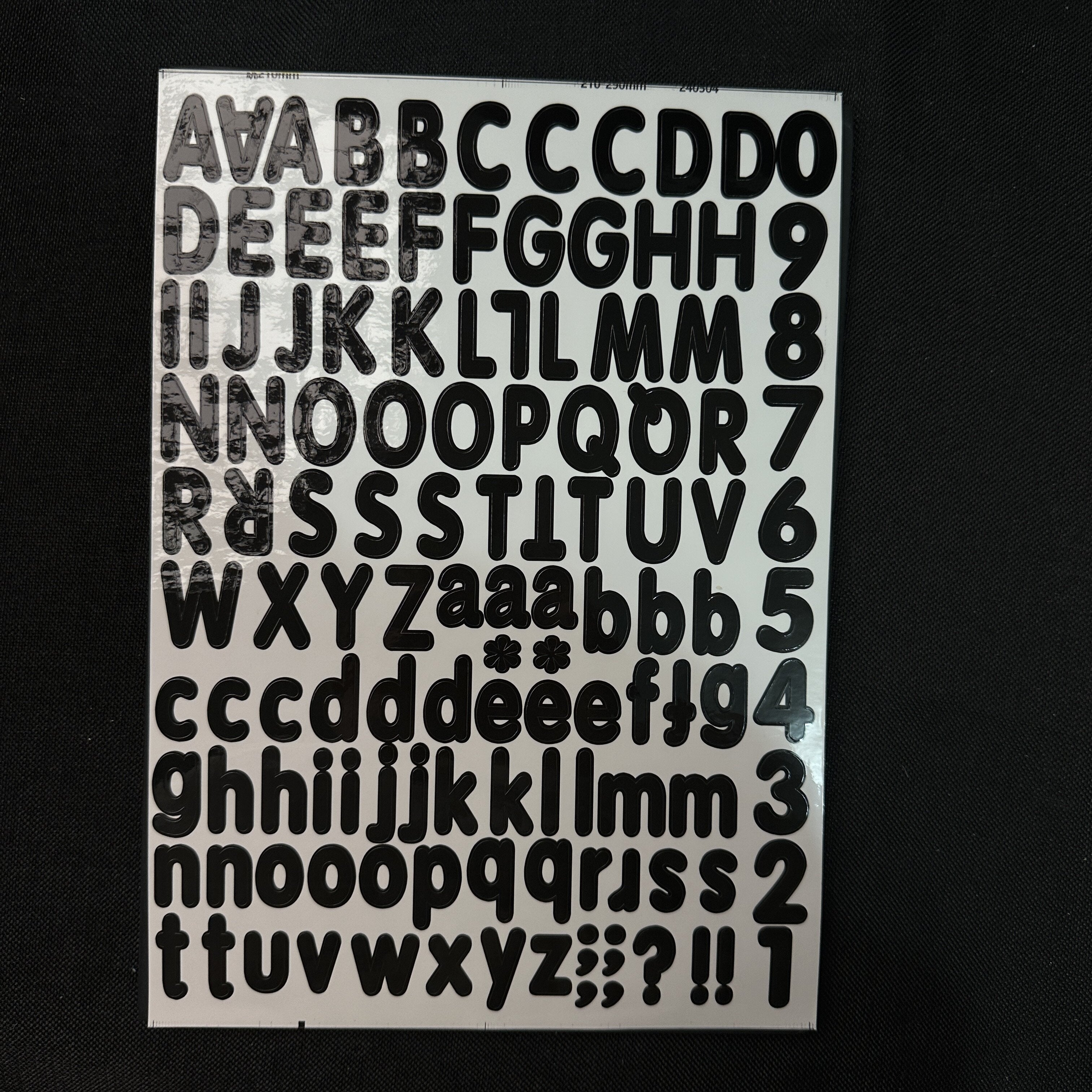 Exquisite alphanumeric stickers