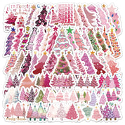 New Pink Christmas Tree Stickers