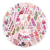 New Pink Christmas Tree Stickers